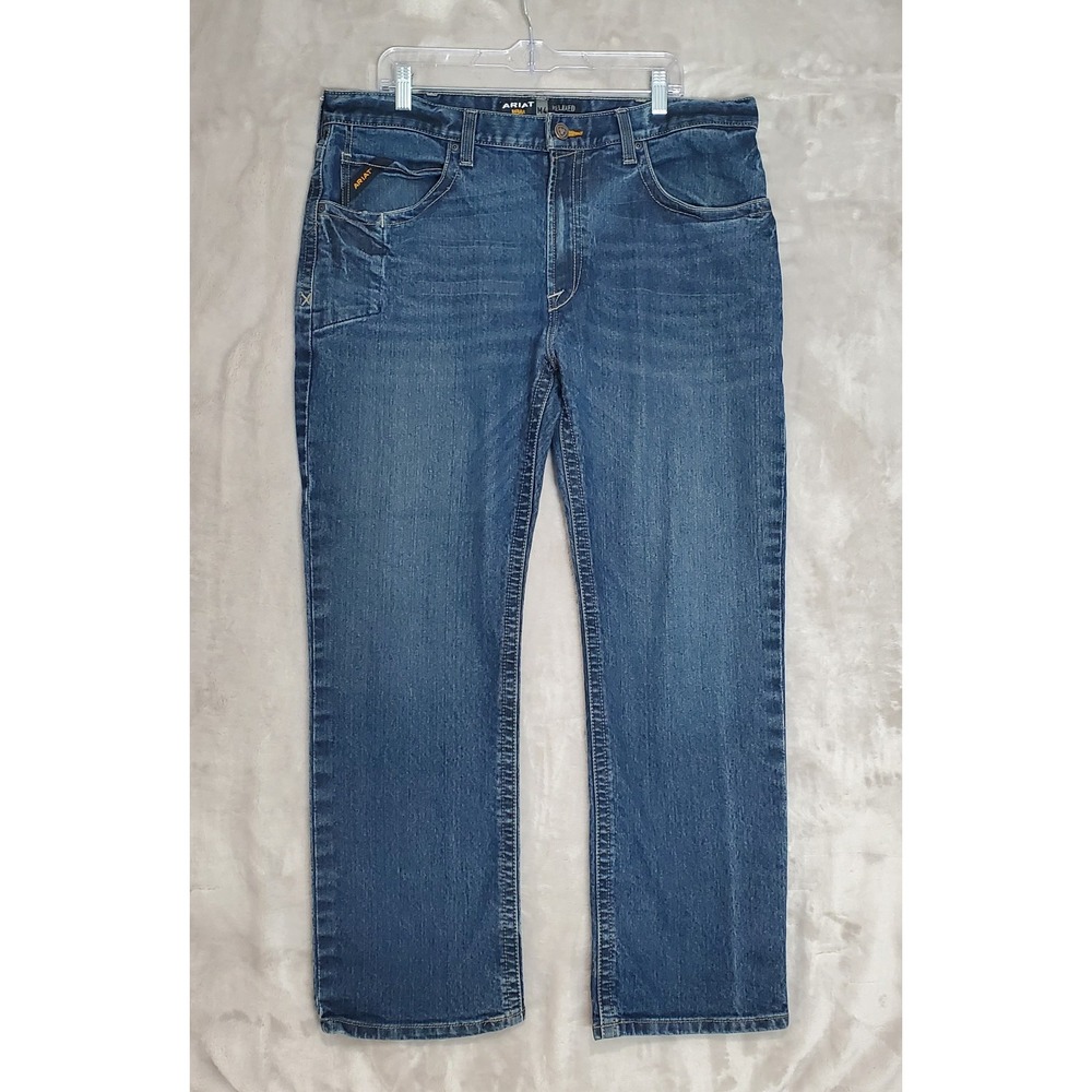 Ariat Rebar M4 Jeans Men's 38x32 Blue Denim Relaxed Durastr Edge Boot EUC